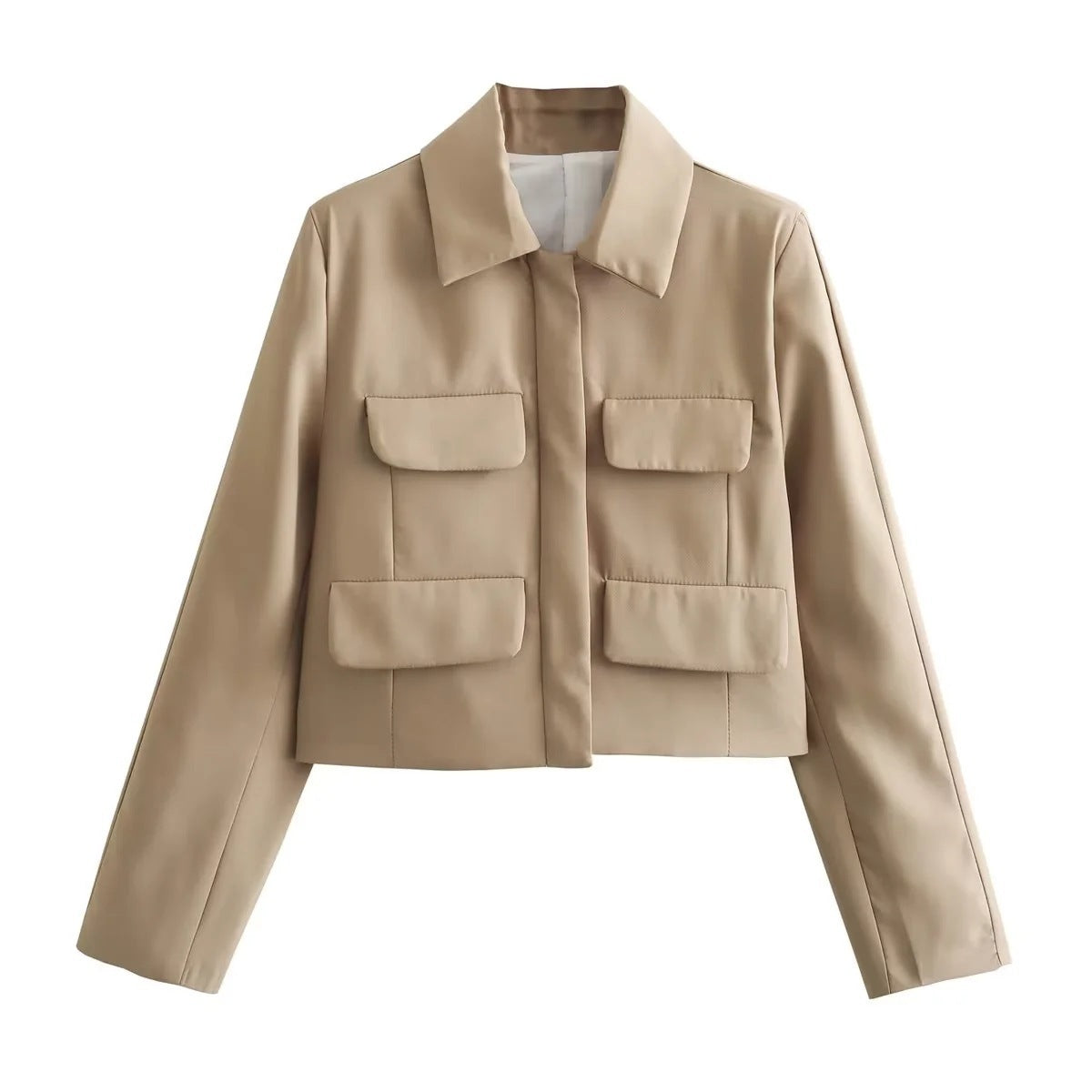 Flip Pocket Casual Women's Clothing Polo Collar Long Sleeve Suit Coat - Bellarte Enchanté Flip Pocket Casual Women's Clothing Polo Collar Long Sleeve Suit Coat